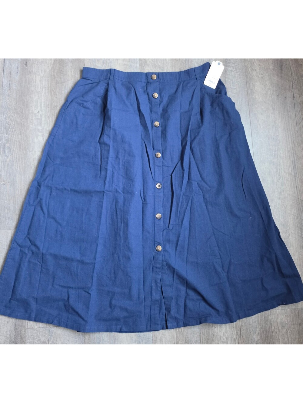 St. John's Bay Navy Blue Button-Front Midi Skirt XXL